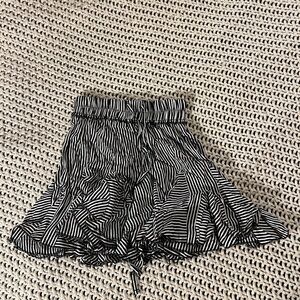 Black and white striped mini skirt